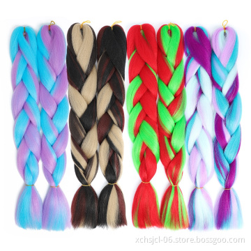 Wholesale Braiding Hair Mix Rainbow Braids Synthetic Jumbo Braids Hair Extension for Women